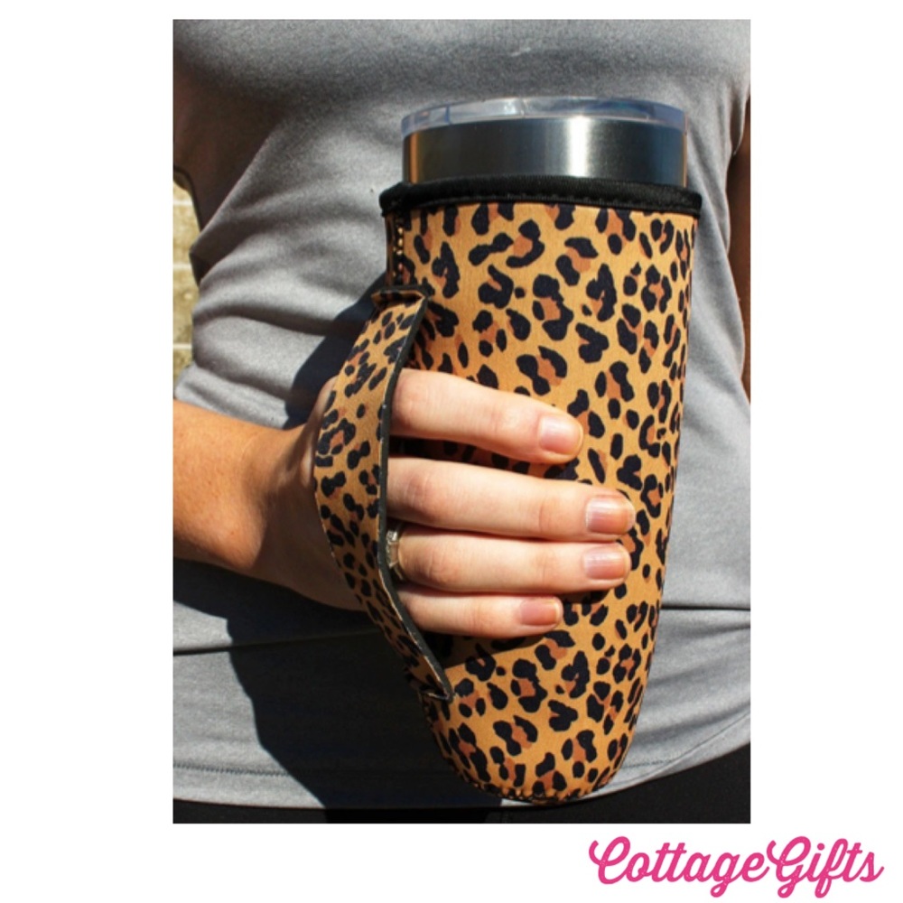 TUMBLER HANDLE SLEEVE Leopard Pattern - Picture 1 of 4